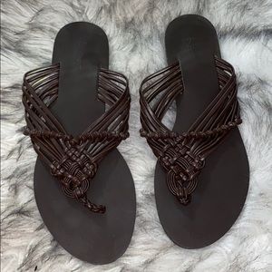 Brown braid detail sandals